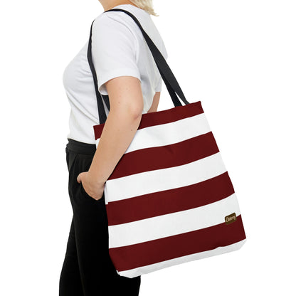 Lightweight Tote Bag - Berry/White Stripes