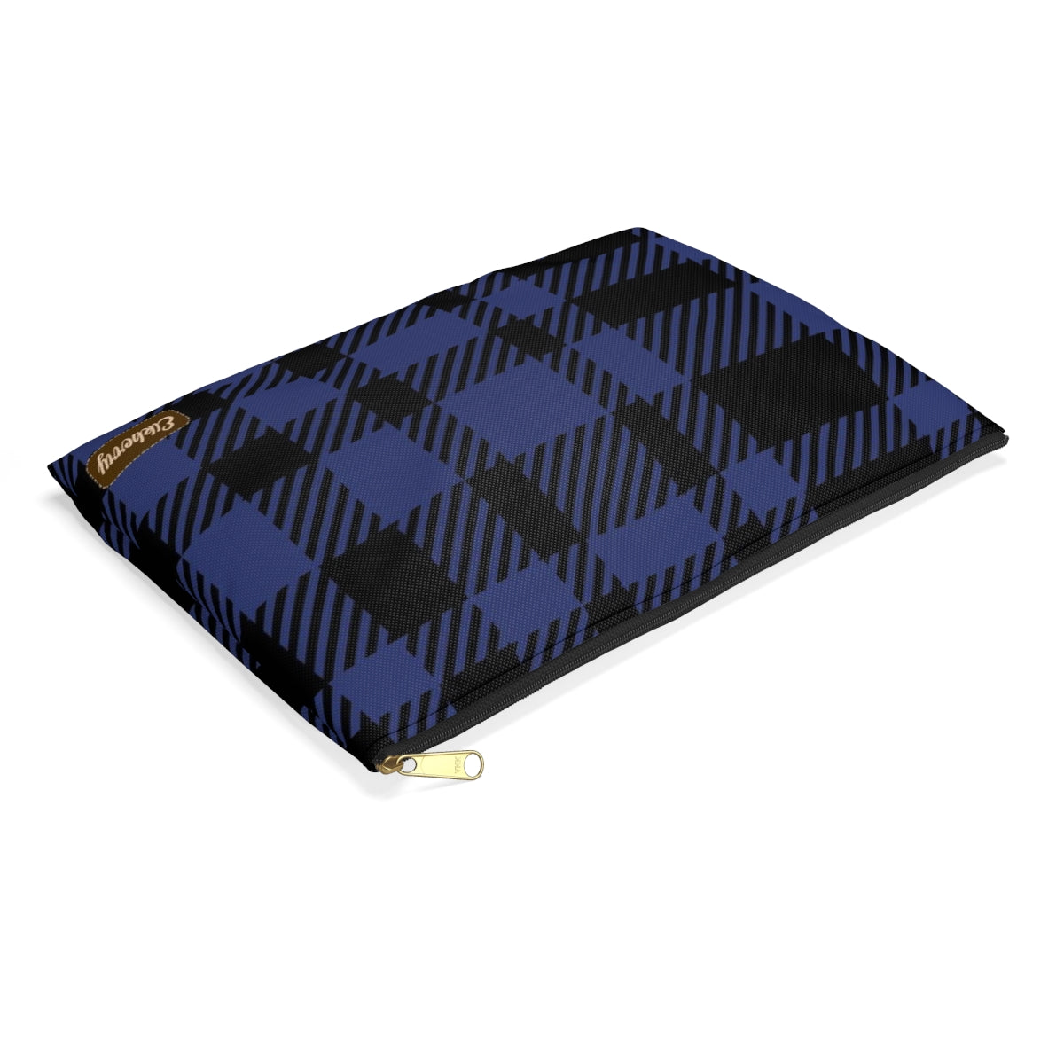 Flat Zipper Pouch - Blue Buffalo Check, Blue Plaid