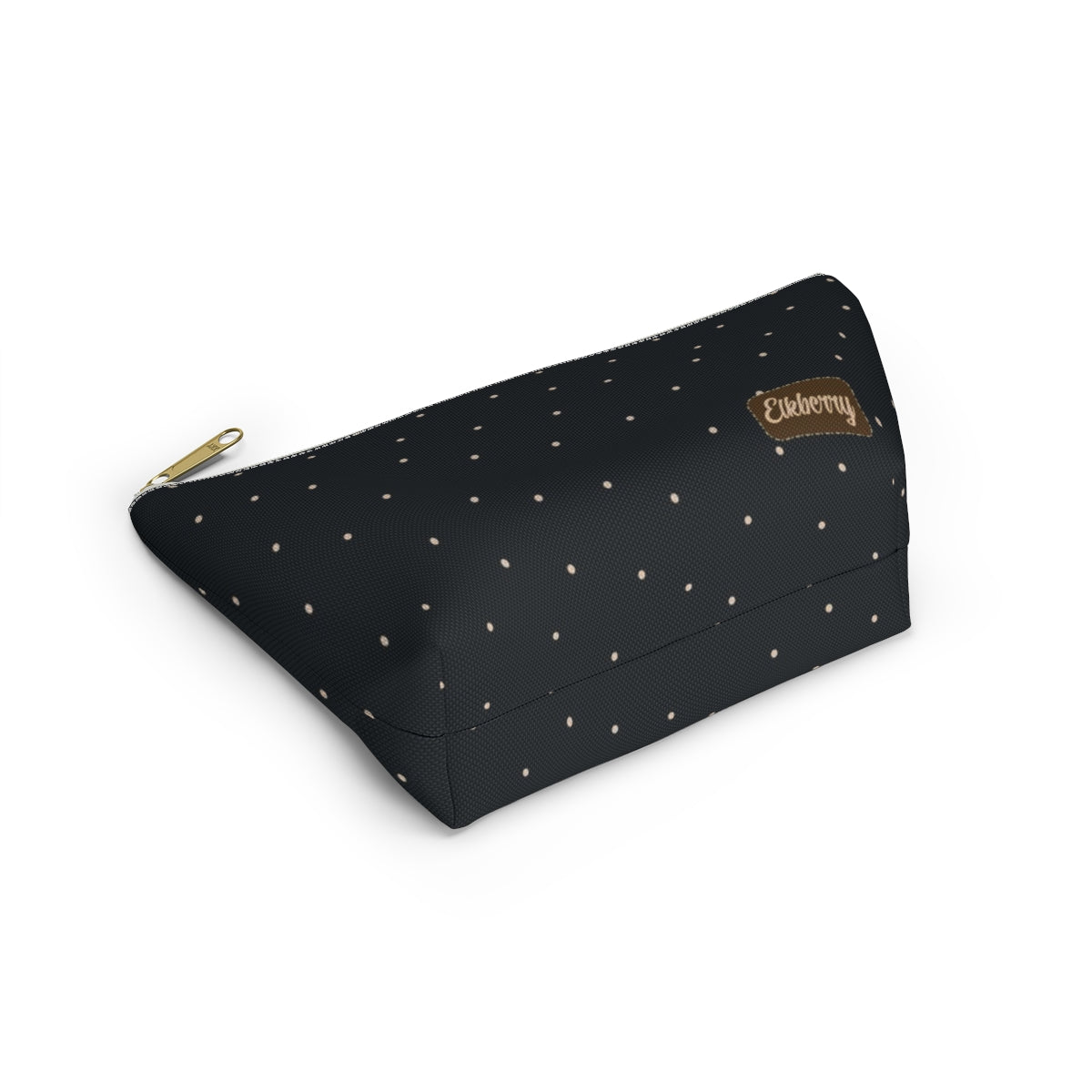 Big Bottom Zipper Pouch - Dots on Navy