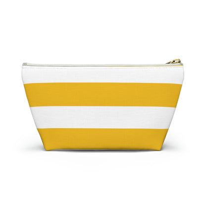 Big Bottom Zipper Pouch - Lemon Yellow/White Stripes