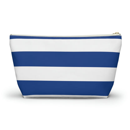 Big Bottom Zipper Pouch - True Blue/White Stripes