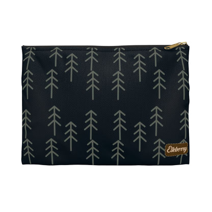 Flat Zipper Pouch - Stick Trees in Navy