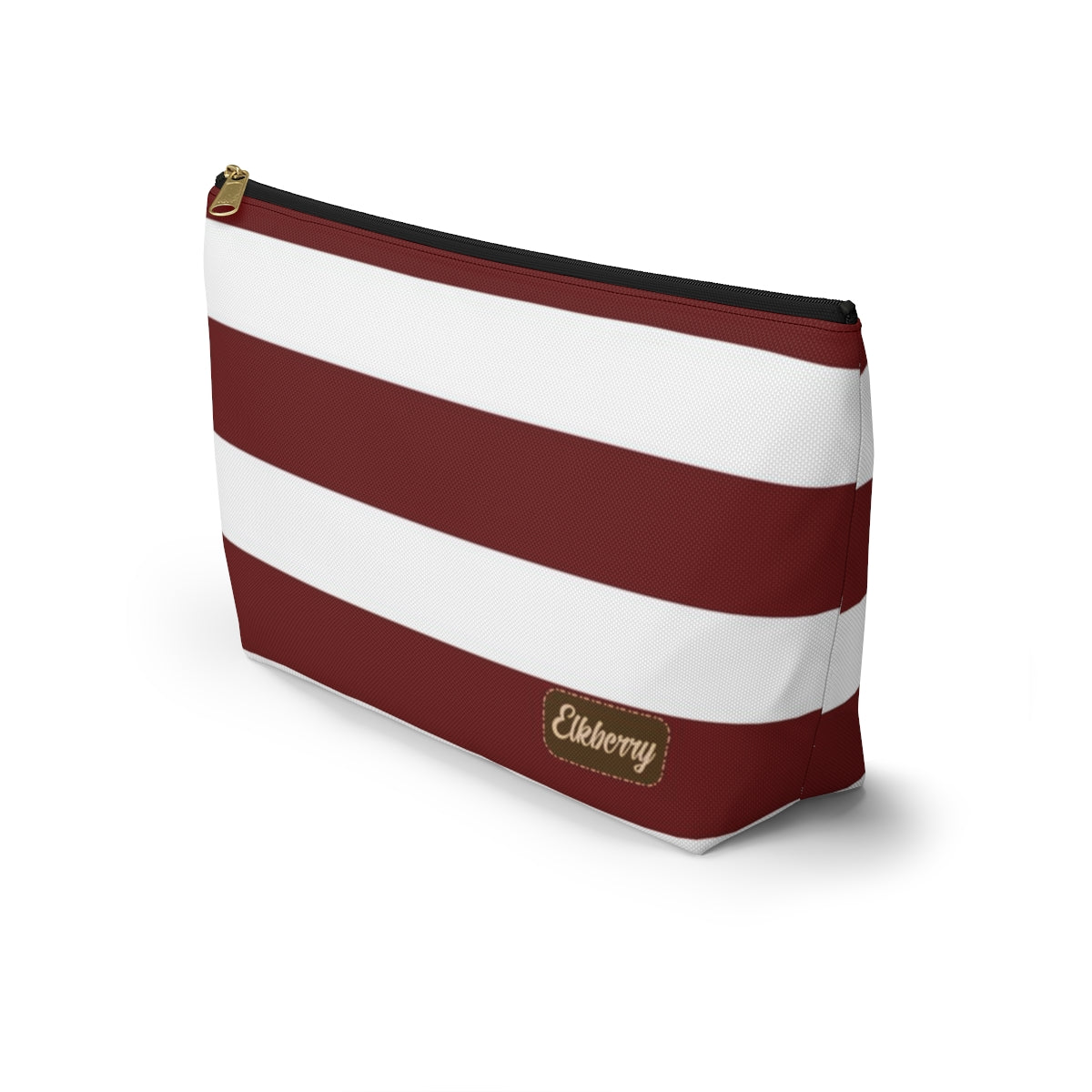 Big Bottom Zipper Pouch - Berry/White Stripes