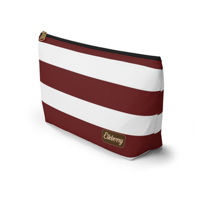 Big Bottom Zipper Pouch - Berry/White Stripes