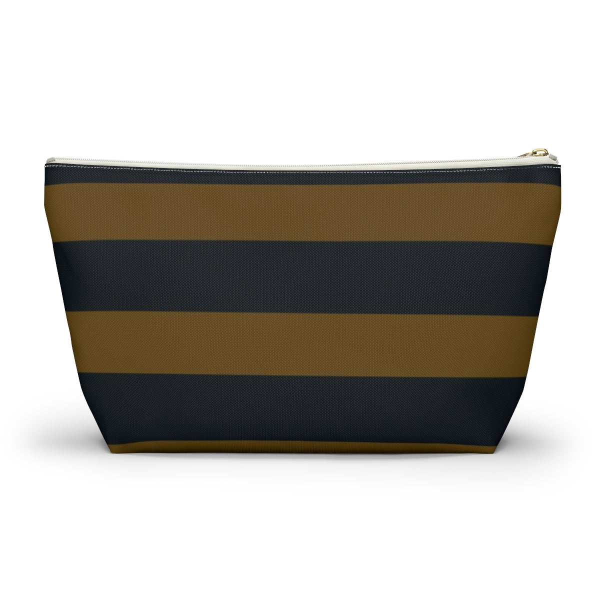 Big Bottom Zipper Pouch - Mustard/Navy Stripes
