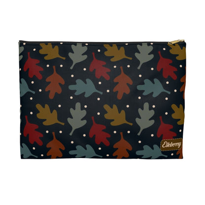 Flat Zipper Pouch - Fall Leaves on Navy