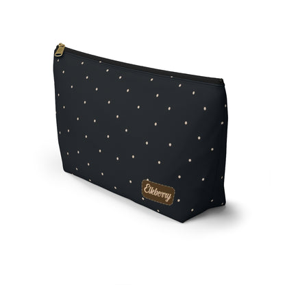 Big Bottom Zipper Pouch - Dots on Navy
