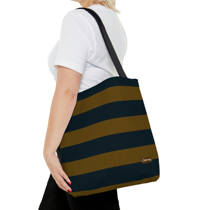 Lightweight Tote Bag - Mustard/Navy Stripes