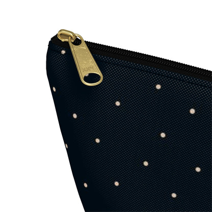 Big Bottom Zipper Pouch - Dots on Navy
