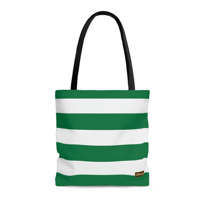 Lightweight Tote Bag - Kelly Green/White Stripes