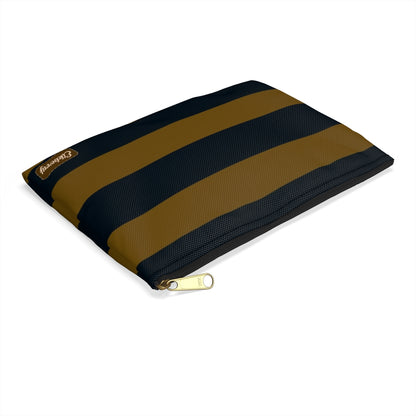 Flat Zipper Pouch - Mustard/Navy Stripes