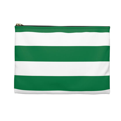 Flat Zipper Pouch - Kelly Green/White Stripes