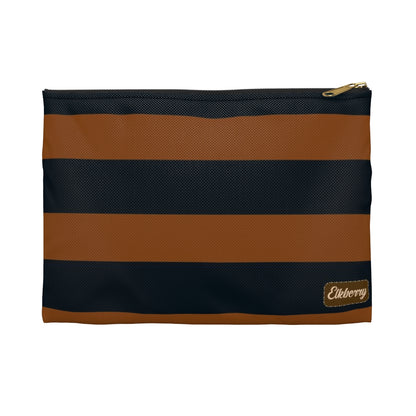 Flat Zipper Pouch - Pumpkin/Navy Stripes