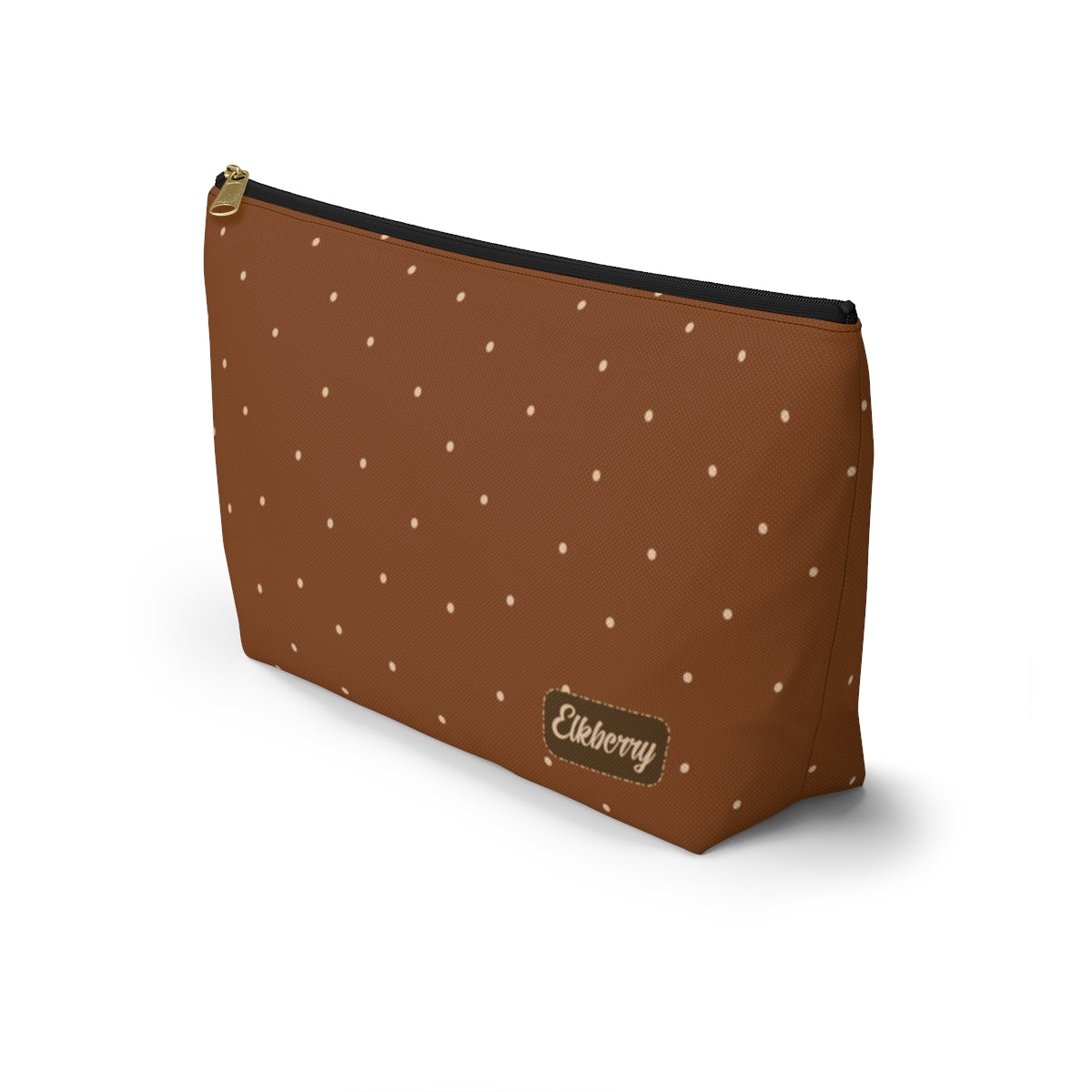 Big Bottom Zipper Pouch - Dots on Pumpkin