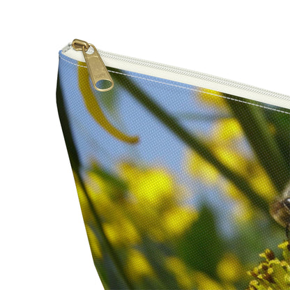 Big Bottom Zipper Pouch - Bee on Yellow Coneflower