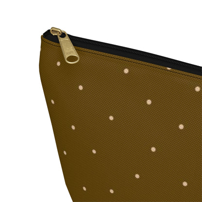 Big Bottom Zipper Pouch - Dots on Mustard