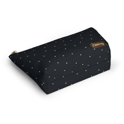 Big Bottom Zipper Pouch - Dots on Navy