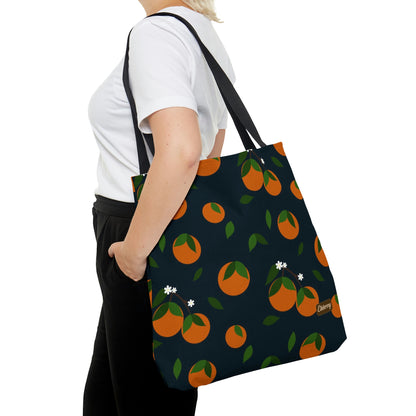Lightweight Tote Bag -Oranges on Navy