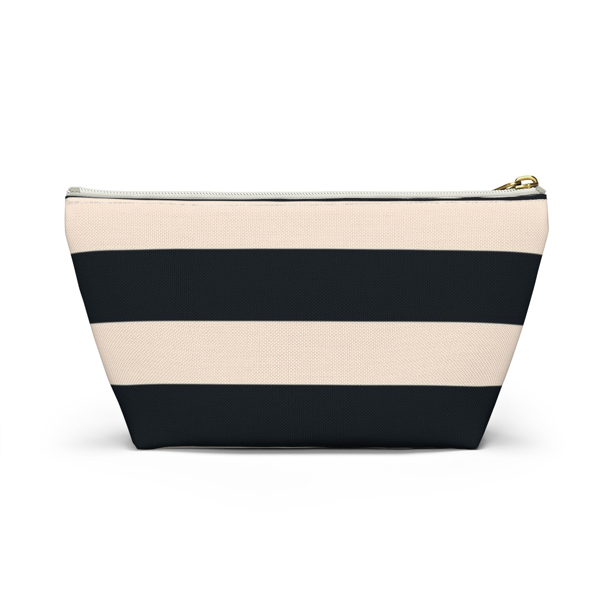 Big Bottom Zipper Pouch - Navy/Cream Stripes