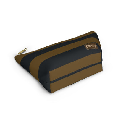 Big Bottom Zipper Pouch - Mustard/Navy Stripes