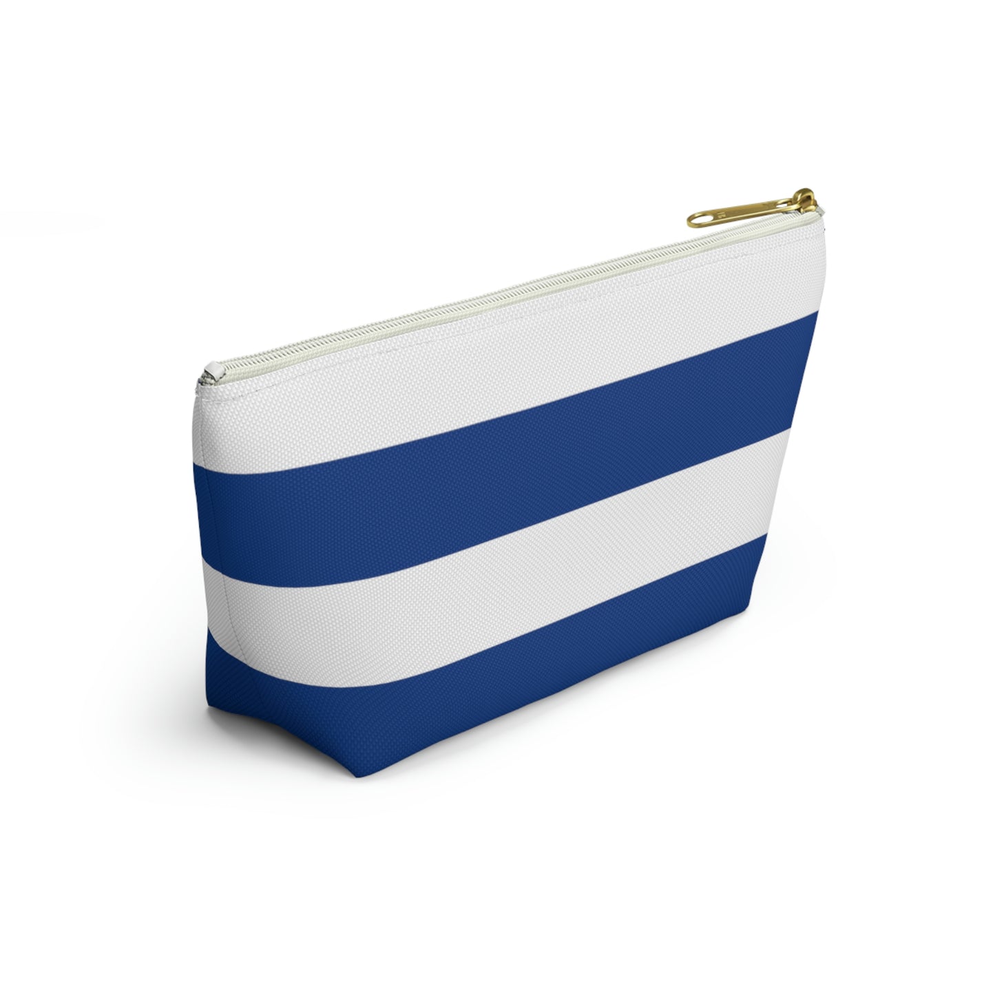 Big Bottom Zipper Pouch - True Blue/White Stripes