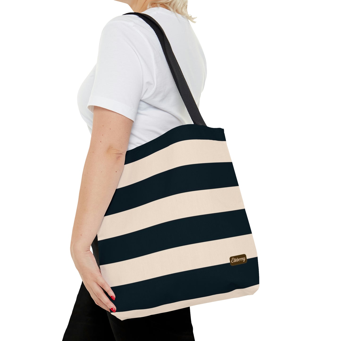 Lightweight Tote Bag - Navy/Cream Stripes