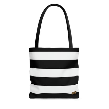 Lightweight Tote Bag - Black/White Stripes