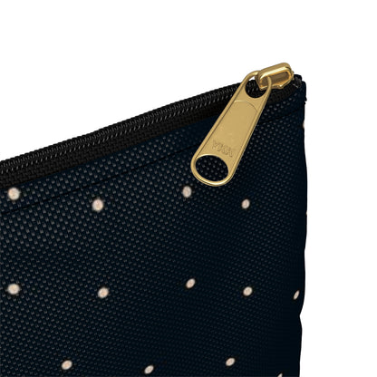 Flat Zipper Pouch - Dots on Navy