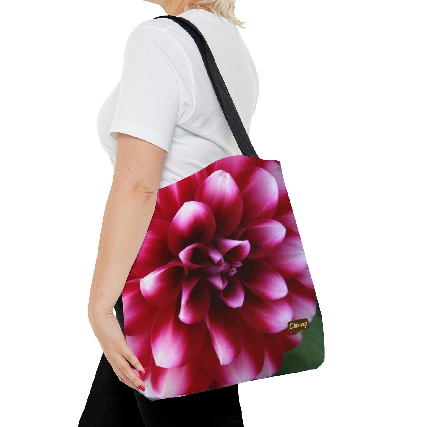 Lightweight Tote Bag - Pink & White Dahlia