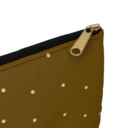 Flat Zipper Pouch - Dots on Mustard