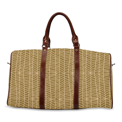 Herringbone - Mustard Waterproof Travel Bag (Large)