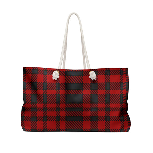 Weekender Tote Bag - Red Buffalo Check, Red Plaid