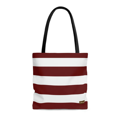 Lightweight Tote Bag - Berry/White Stripes