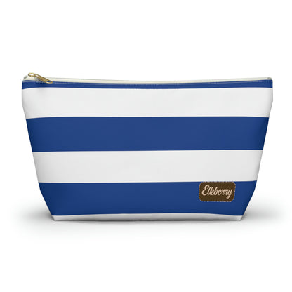 Big Bottom Zipper Pouch - True Blue/White Stripes