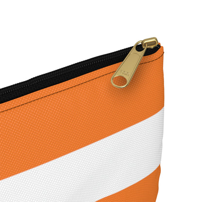 Flat Zipper Pouch - Orange/White Stripes