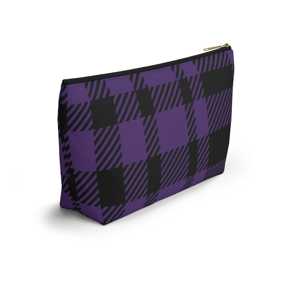 Big Bottom Zipper Pouch - Purple Buffalo Check, Purple Plaid