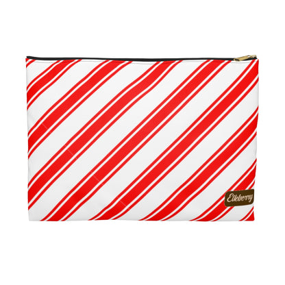 Flat Zipper Pouch - Peppermint Candy Cane Stripes