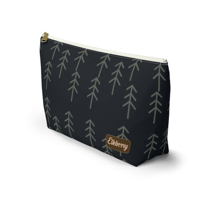 Big Bottom Zipper Pouch - Stick Trees in Navy