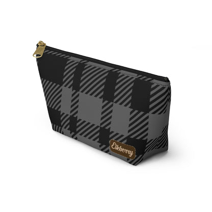 Big Bottom Zipper Pouch - Gray Buffalo Check, Gray Plaid