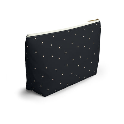 Big Bottom Zipper Pouch - Dots on Navy