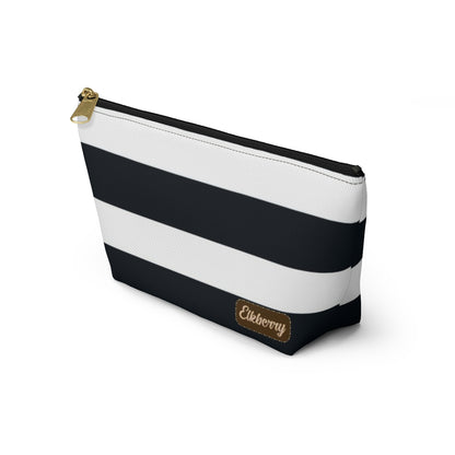 Big Bottom Zipper Pouch - Navy/White Stripes
