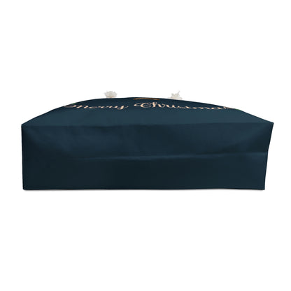 Weekender Tote Bag - Merry Christmas with Holly on Navy