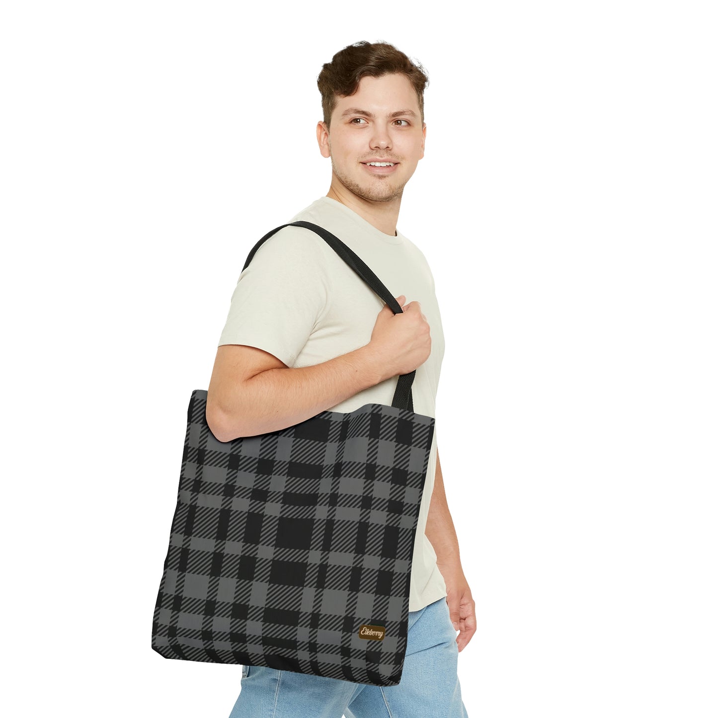 Lightweight Tote Bag - Gray Buffalo Check, Gray Plaid