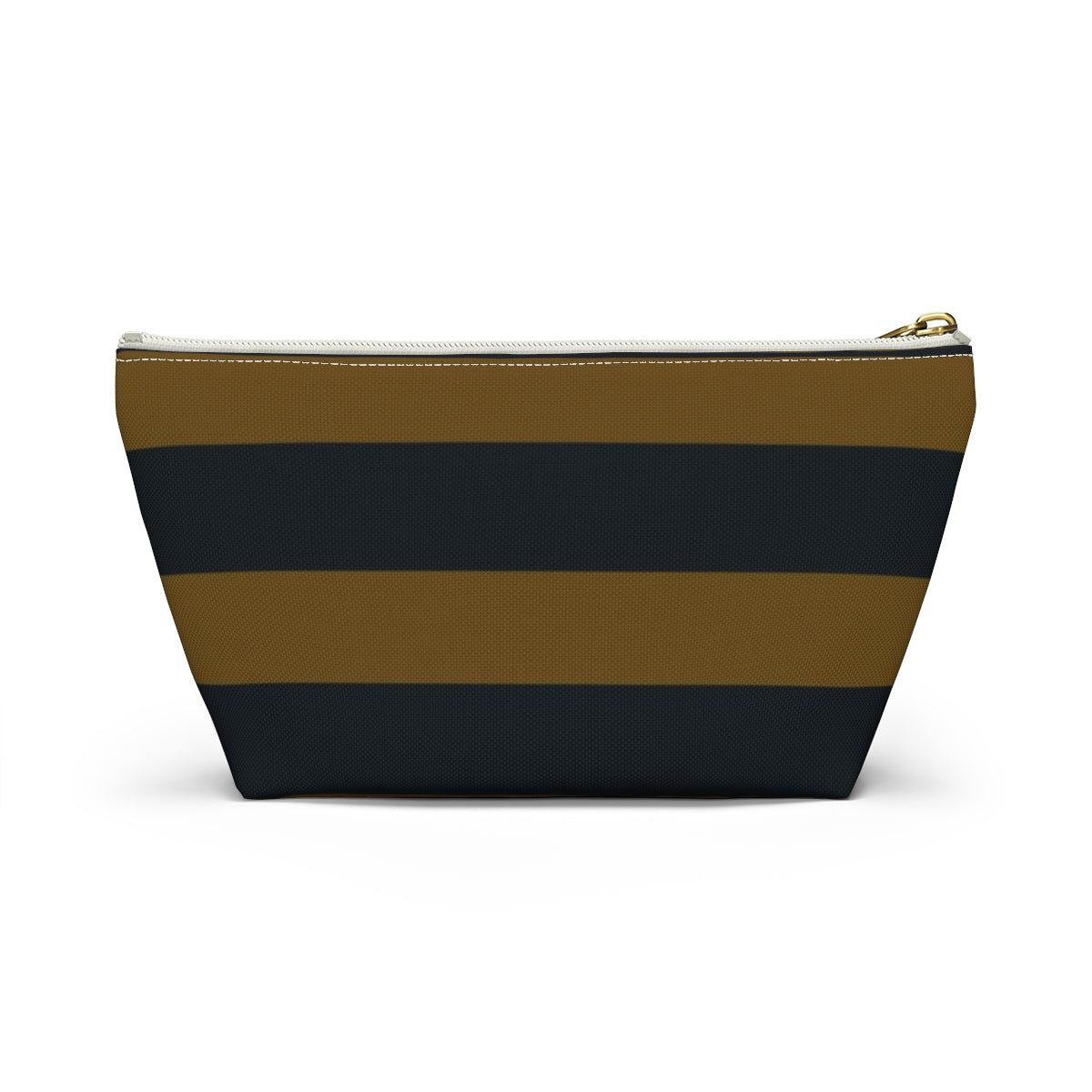 Big Bottom Zipper Pouch - Mustard/Navy Stripes