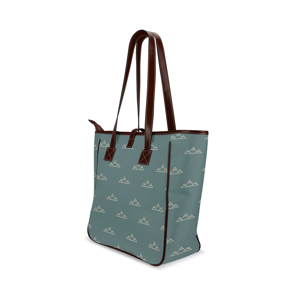 Mountains - Teal Classic Tote Handbag