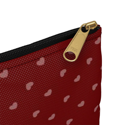 Flat Zipper Pouch - Hearts on Red