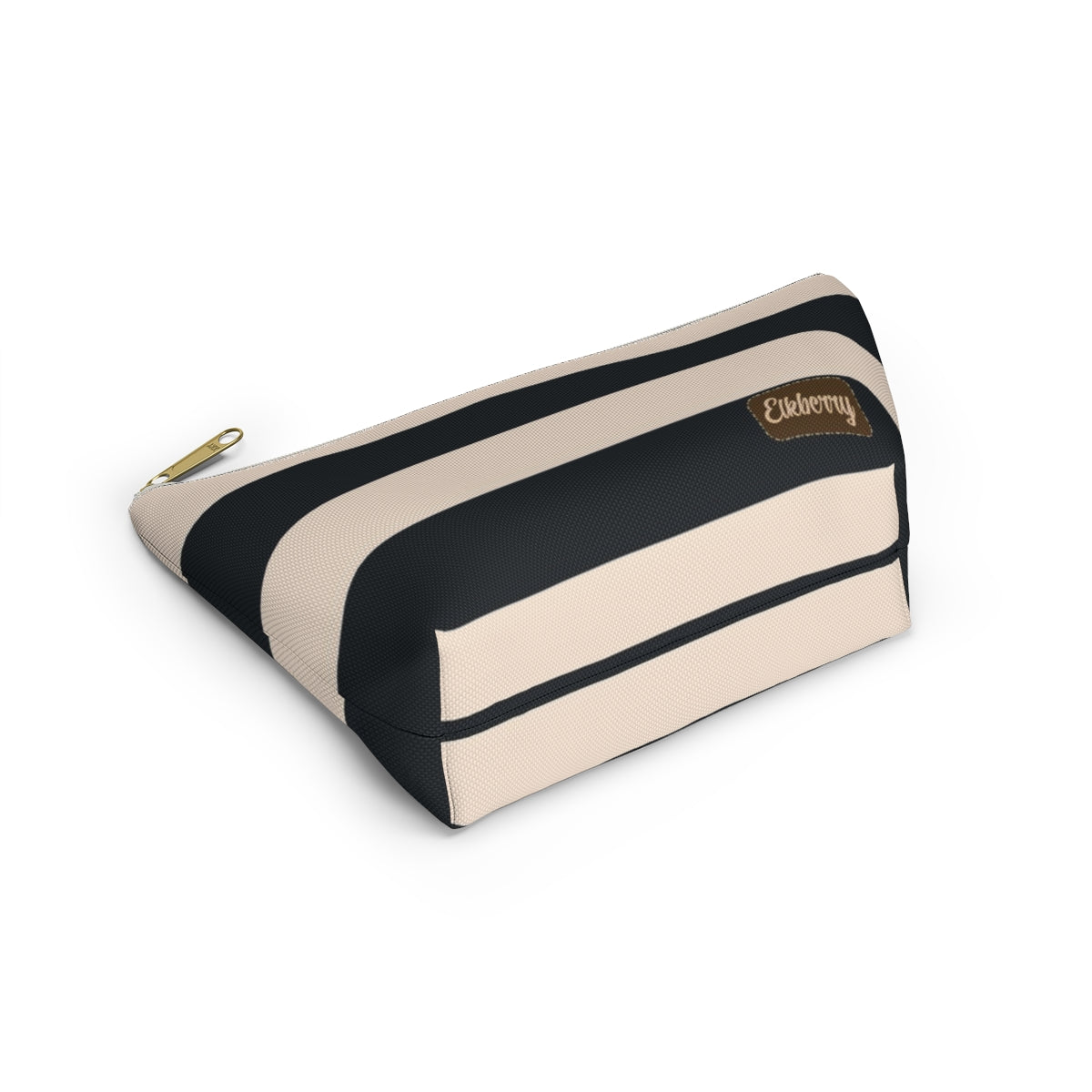Big Bottom Zipper Pouch - Navy/Cream Stripes