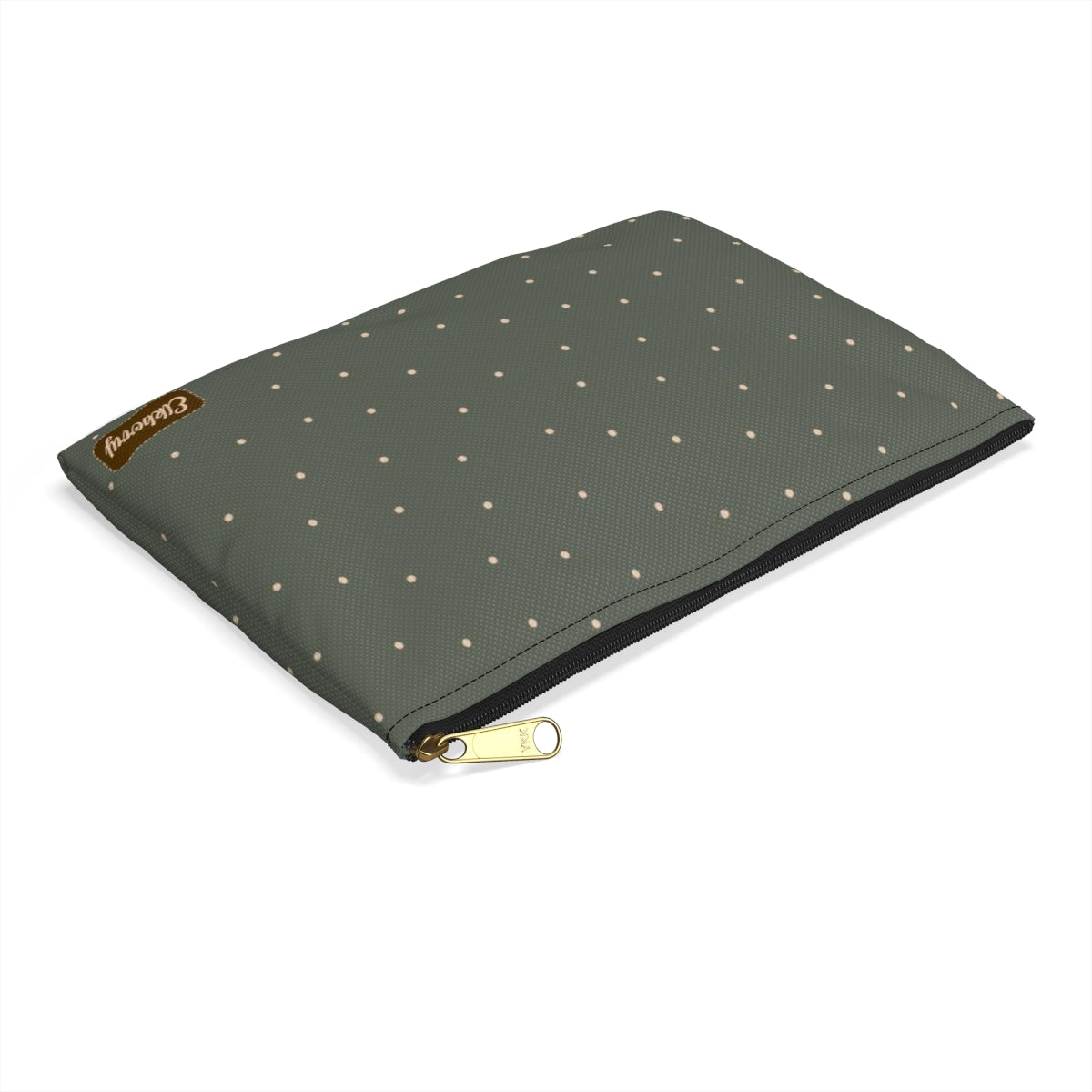 Flat Zipper Pouch - Dots on Sage