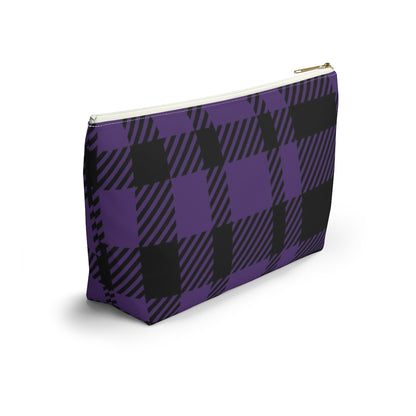 Big Bottom Zipper Pouch - Purple Buffalo Check, Purple Plaid