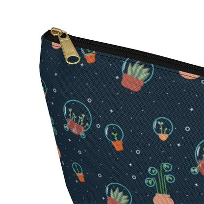 Big Bottom Zipper Pouch - Space Garden